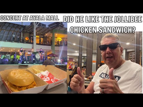 Americano experimentando o novo sanduíche de frango do Jollibee | Show no Ayala Mall Cebu