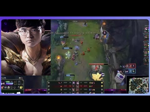 Faker diving the level 1 enemy bot lane in LCK