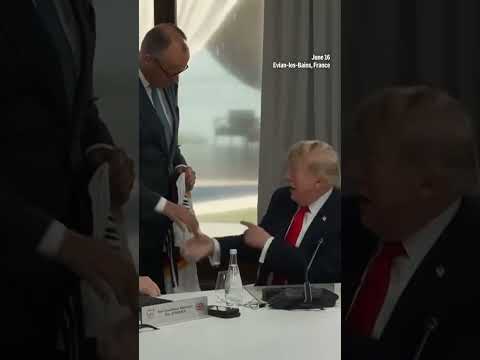 Merz gifts Trump German soccer jersey reading 'Trump 47' at G7 summit