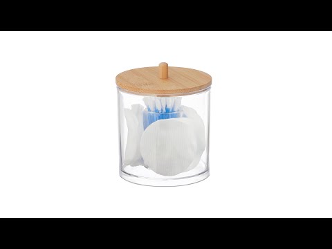 Wattepads- und Wattestäbchen-Behälter Braun - Bambus - Kunststoff - 10 x 11 x 10 cm