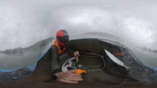 Racing on a hydroplane. 2 Stroke 125cc Methanol engine generating 130 km/h.