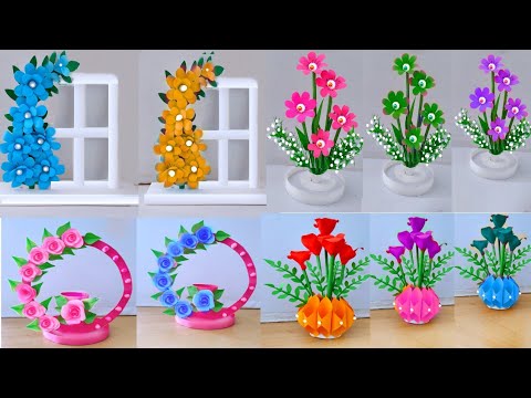 4 Simple diy flower bouquet craft / Easy diy flower bouquet craft / colour papers craft