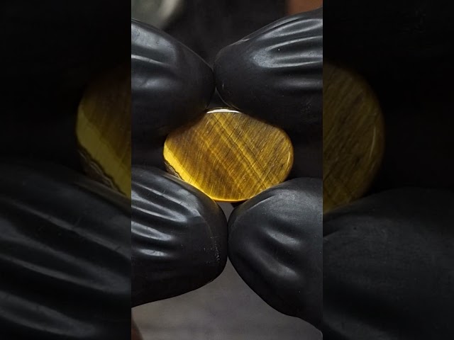 حجر عين النمر الطبيعي قص بيضاوي مسطح