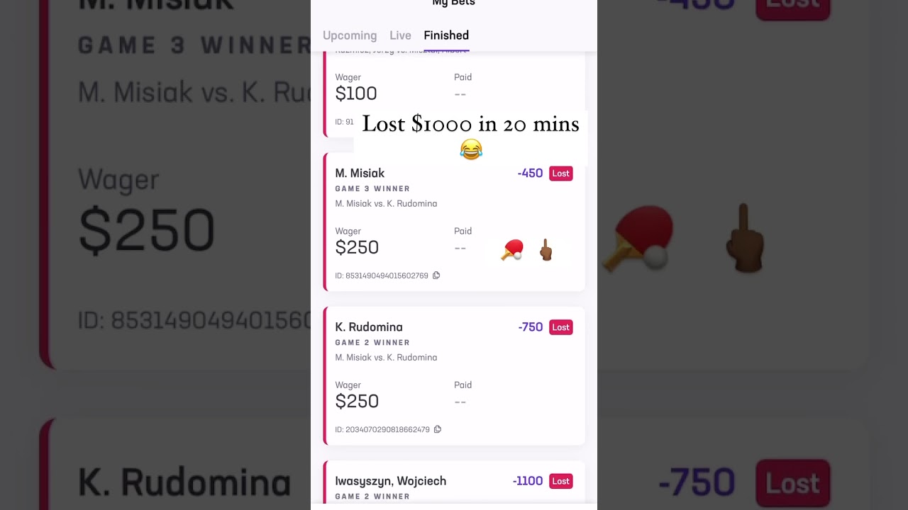 How To Lose $1000 in 20 Mins • Betting On Table Tennis 🏓 #tabletennis #sports #betting #hardrock