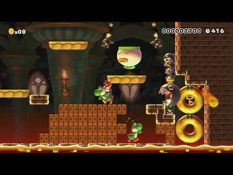 N8-4 Bowser's Castle 魔王クッパ城 by つきこ - SUPER MARIO MAKER - NO COMMENTARY 1bi