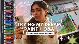 TRYING MY DREAM GOUACHE PAINT FOR THE FIRST TIME 🎨🌱 + Q&A | Holbein Gouache Paint