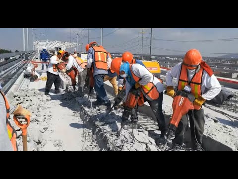 Demolición controlada. Método hibrido: Mortero expansivo, martillos eléctricos e hidro demolición.
