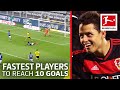 Top 10 Fastest Players to Score 10 Goals - Alcacer, Chicharito, Haaland & More