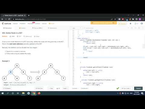 450 Delete Node In A Bst Code Leetcode Java Solution