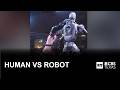 Human takes on humanoid robot in MMA-style fight