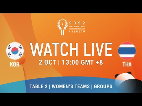 LIVE! | T2 | KOR vs THA | WT Groups | 2022 World Team Championships Finals Chengdu
