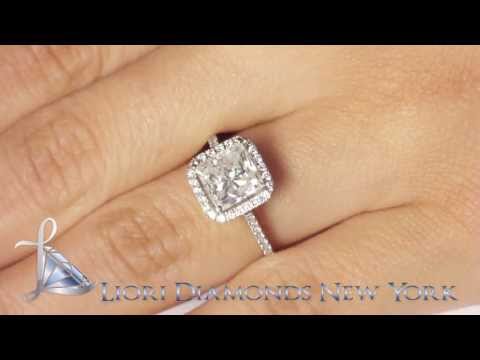 ER-1033 - 2.96 Carat G-SI3 Princess Cut Natural Diamond Engagement Ring 18k Vintage Style