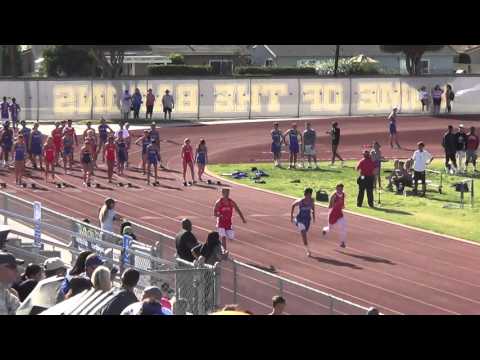 FSB 100m Heat 2 at Fountain Valley - 4-20-16 - Los Alamitos Boys
