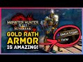 Monster Hunter Rise Sunbreak - Gold Rathian Armor is AMAZING! Armor Review + Skill You Need to Try!