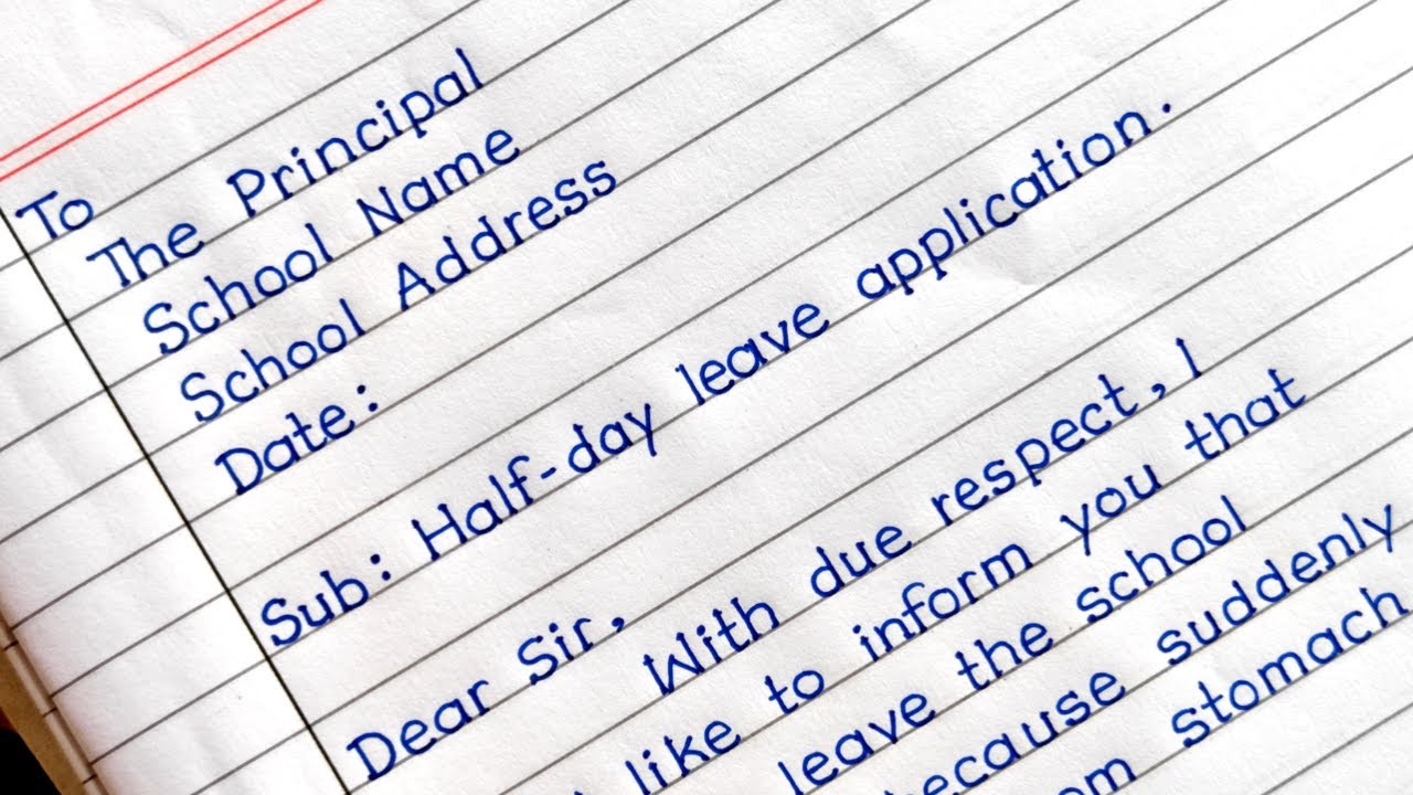Half Day Leave Application | How To Write Half Day Leave Application In English |