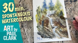 How to Paint a Spontaneous Waterfall in Watercolour in 30 minutes