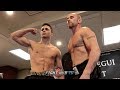 JOEY SPENCER AND BRANDON HARDER FACE TO FACE FLEXING AS BOTH MAKE WEIGHT