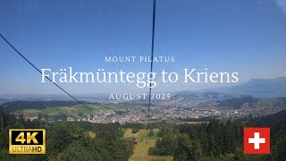 Fräkmüntegg to Krienseregg to Kriens - Cablecar Down Mount Pilatus, Luzern, Switzerland 4k 30fps