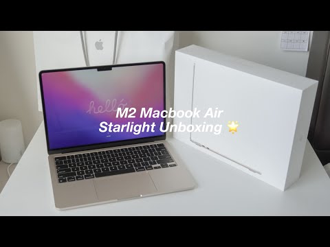 M2 Macbook Air Starlight Unboxing 💫👩🏻‍💻