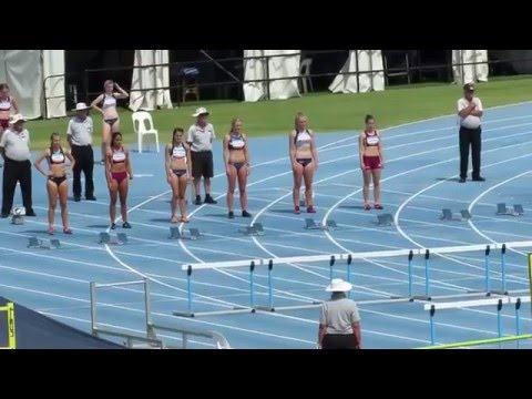 100MH H1 U18W Kara Olsen 14.15  +0.3. 2016 Australian Junior Championships