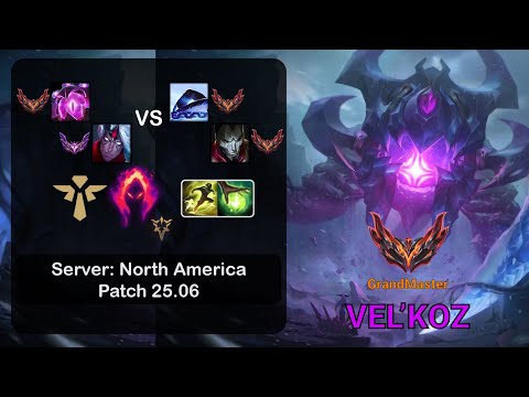 Vel'Koz Support + Varus vs Xerath + Jhin - NA GrandMaster - Patch 25.06