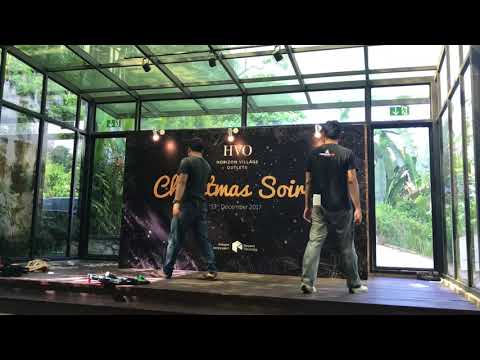 Wooden stage backdrop setup