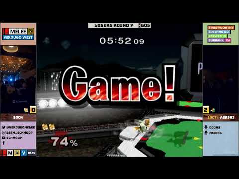 MF | Sock (Fox) vs. BZ | Asashi (Falco) - Top 8 - Melee @ Verdugo West #124