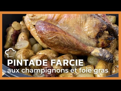 Pintade farcie aux champignons et foie gras