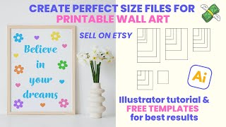 How to size printable digital wall art to sell on Etsy using Illustrator