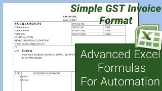 Simple GST Invoice format   With advanced Excel Formulas for automation – Microsoft Excel Tutorial