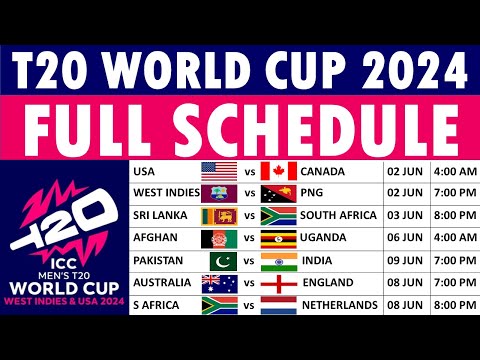 T20 World Cup 2024 schedule: ICC T20 World Cup 2024 Schedule | Full list of matches, timing & venues