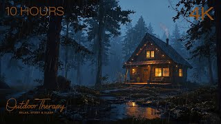 Cozy Cabin Thunderstorm | Relaxing Rain & Thunder Ambience to Calm Your Noisy Mind [4K] 10 Hours