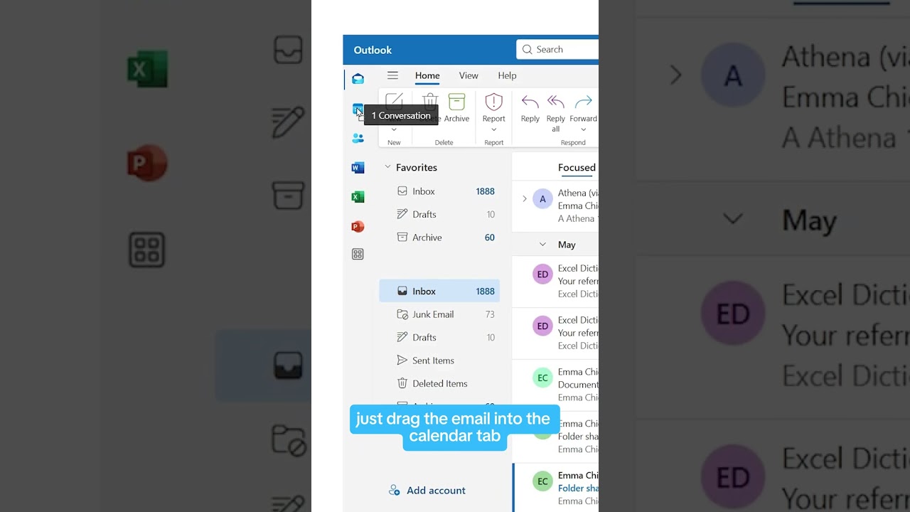 How to turn any email into a calendar event in seconds. ⚡️⚡️ #msoutlook #outlook #email