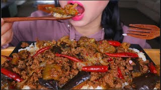 Download lagu ASMR BRAISED SPICY MALA EGGPLANT BEEF MINCE |  麻辣辣椒茄子炒牛肉 | RICE | EATING SOUNDS | NO TALKING mp3