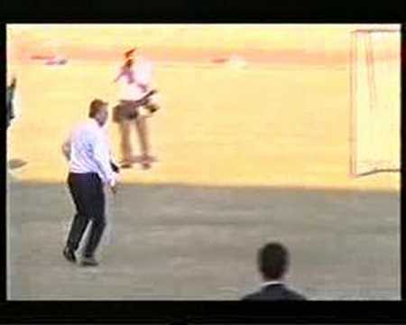 Tony Blair plays football