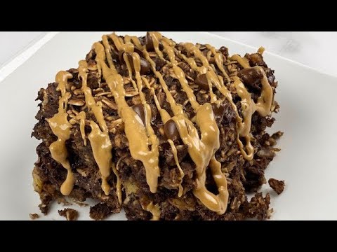 Chocolate Peanut Butter Oatmeal Bake