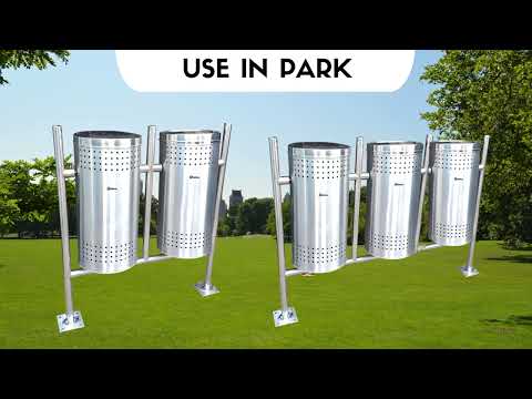 Mofna Stainless Steel Three in one Pole Dustbin, Garbage bin, (12 x 24 Inch) 40 L