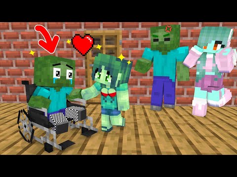 Monster School : Zombie Boy Can`t Walk & Girl Zombie - Minecraft Animation