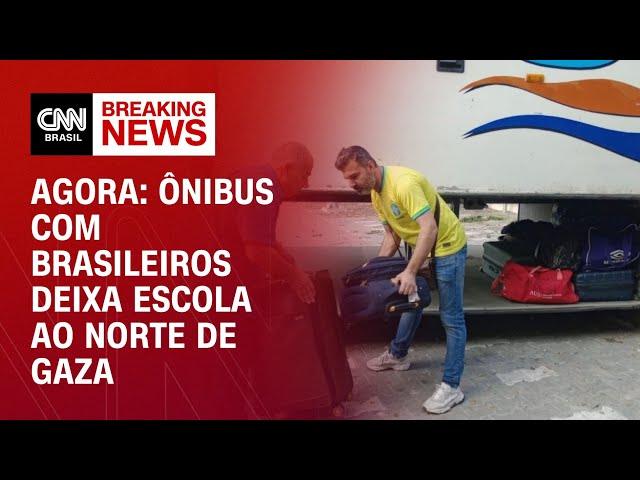 Agora: ônibus com brasileiros deixa escola e chega a cidade no sul de Gaza | CNN NEWSROOM