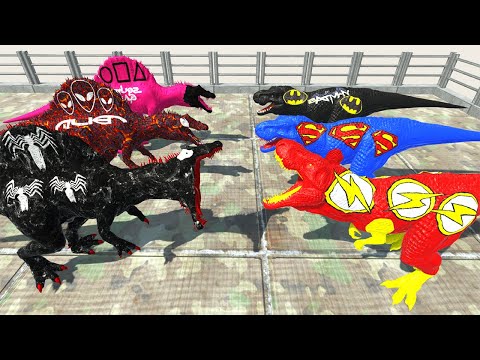 DC SUPERHEROES T REX: WHO WOULD WIN? DEATH FALL V2 - Animal Revolt Battle Simulator