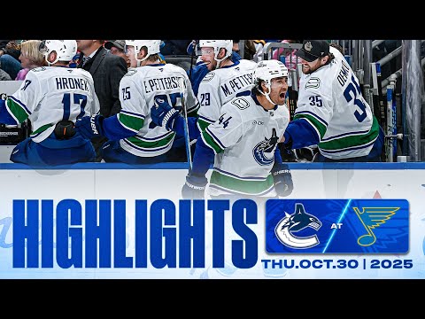 Game in 10 | Vancouver Canucks at St. Louis Blues Highlights (Oct 30, 2025)