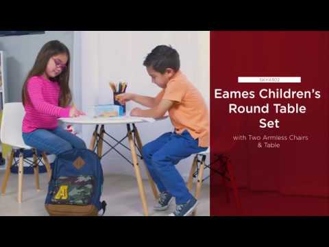 SKY4302 Kids Mid-Century Modern Eames Style Dining Room Round Table Set