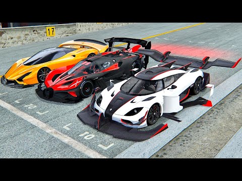 Bugatti Bolide GTR vs Koenigsegg One:1 GTR vs SSC Tuatara GTR - Drag Race