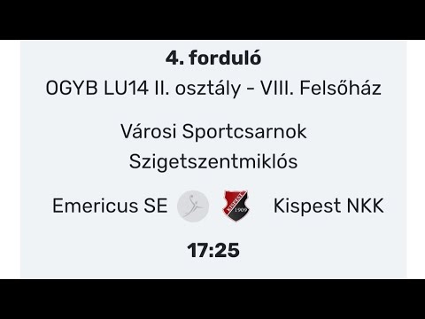 LU14 II.osztály Emericus SE 17 - 25 Kispest NKK