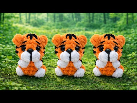 Маленький тигренок без пришивных деталей вязаный крючком из плюша🐯crochet tiger🐯Gehäkelter Tiger