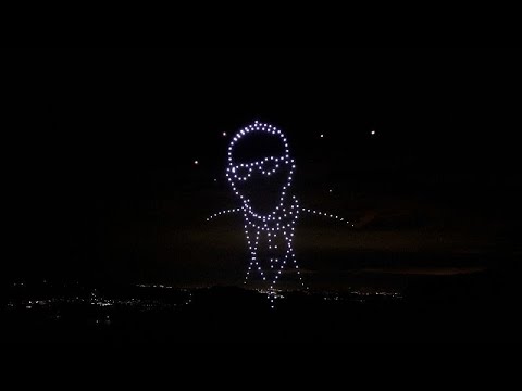 Drones light up Montserrat Abbey in tribute to Pope Francis