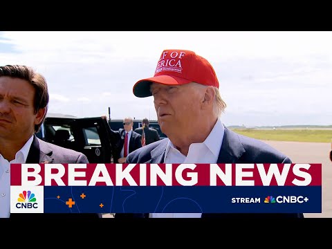 President Trump speaks after arrival in Florida