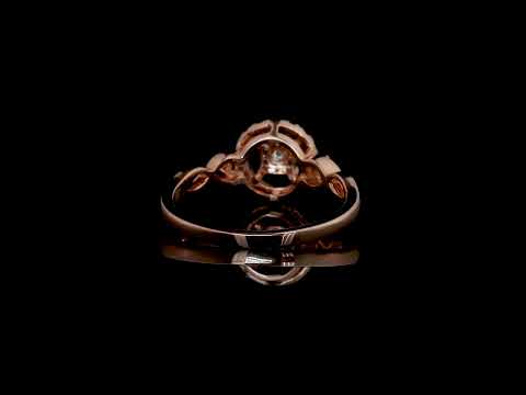 18K Rose Gold Diamond Halo Ring with Square Cluster Center & Designer Shank