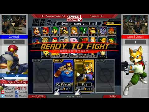 CFL Smackdown 179 Melee - Liquid`Crunch (Fox) vs Captain G (Falcon) - Losers Finals