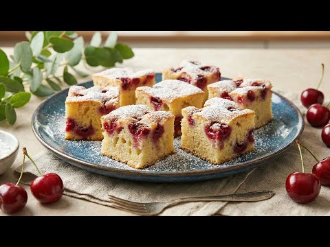 Delicious and Easy SOUR CHERRY CAKE 🍒 5 Minutes Recipe - No Mixer Cake